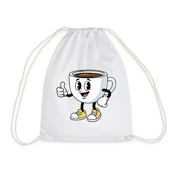 Cartoon Kaffeetasse Lustiger Kaffee Comic - Turnbeutel - Weiß - Vorne