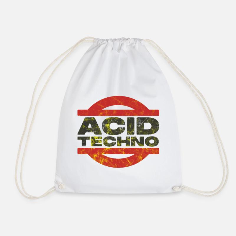 Distressed Acid Techno Logo T-Shirt - Turnbeutel - Weiß