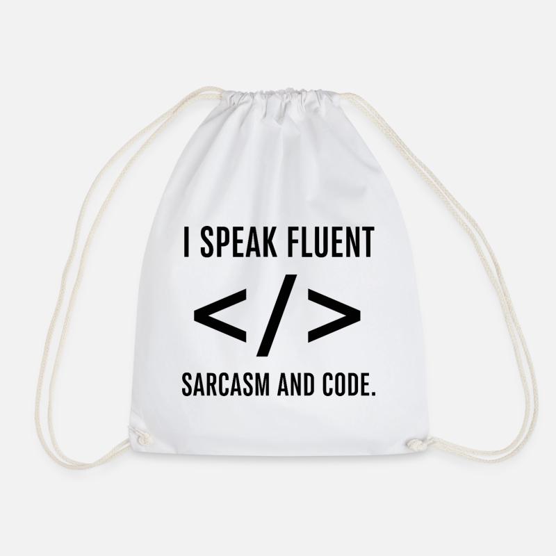 I Speak Fluent Code - Drawstring Bag - white