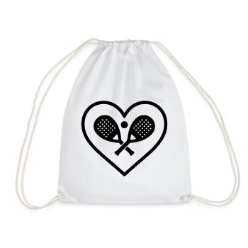 Padel Heart Crossed Rackets Sport Gift - Drawstring Bag - white - Front