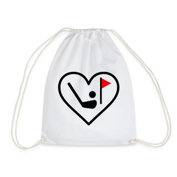Golf Heart Club Ball Sports Gift - Drawstring Bag - white - Front
