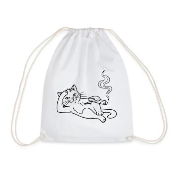 Chillende Katze mit Zigarre – Humorvolles Design - Turnbeutel - Weiß - Vorne