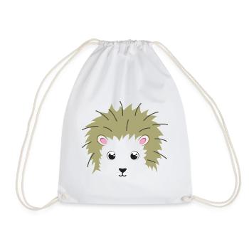 Cute Hedgehog Face Kawaii Lazy DIY Animal Costume - Drawstring Bag - white - Front