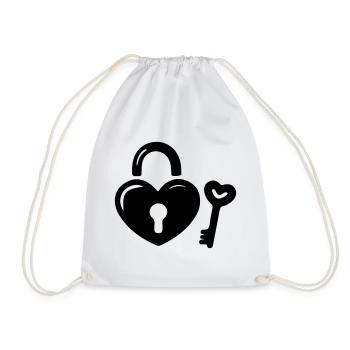 Heart Key - Drawstring Bag - white - Front