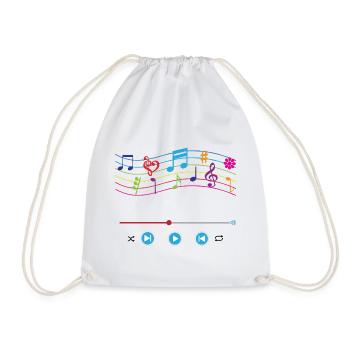 Notes de musique, lecteur de musique, symboles musicaux colorés - Sac de sport léger - blanc - Devant