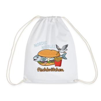 Lustiges Fischbrötchen Küstenhumor Nordsee - Turnbeutel - Weiß - Vorne
