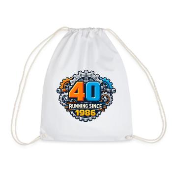 40 years of running since 1986 - Drawstring Bag - white - Front