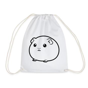 Fat guinea pig comic silhouette - Drawstring Bag - white - Front