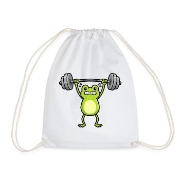 Süßer Frosch beim Fitness Training Cartoon - Turnbeutel - Weiß - Vorne