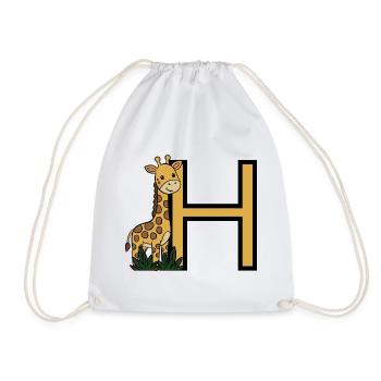 Giraffe Letter H - Drawstring Bag - white - Front