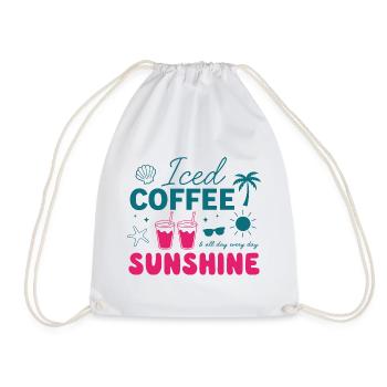 Iced Coffee & Sunshine: Summer Vibes - Drawstring Bag - white - Front