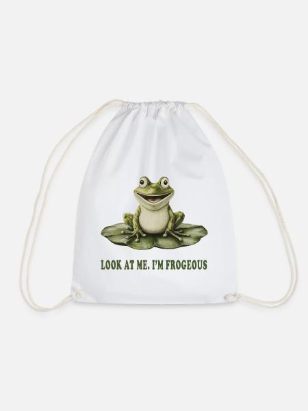 LOOK AT ME. I’M FROGEOUS. – Frosch Humor - Turnbeutel - Weiß