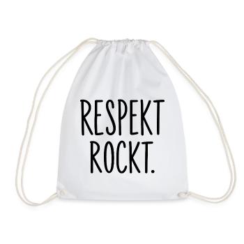 Respekt rockt – Spruch für mehr Miteinander - Turnbeutel - Weiß - Vorne