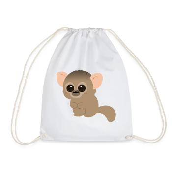 Chibi Night Monkey Niedlicher Charakter - Turnbeutel - Weiß - Vorne