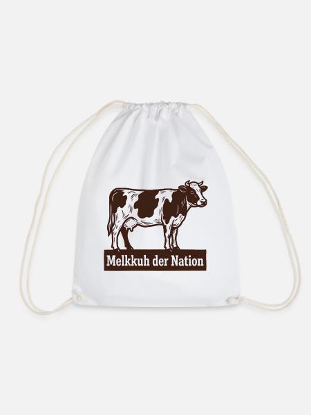 Melkkuh der Nation Steuerzahler Spruch Holzschnitt - Turnbeutel - Weiß