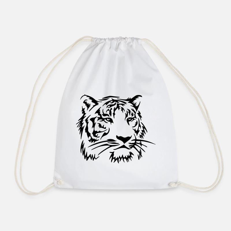 cat Tiger - Drawstring Bag - white
