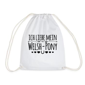 Ich liebe mein Welsh Pony - Reiter Geschenk - Turnbeutel - Weiß - Vorne