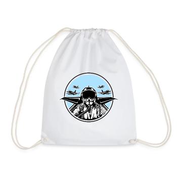 Jet Pilot / Fighter Pilot 01_white Black - Drawstring Bag - white - Front