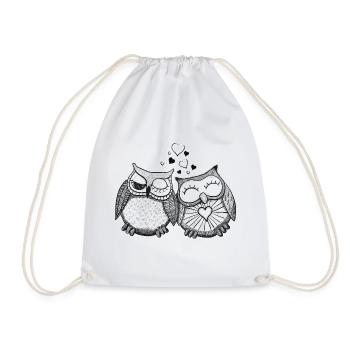 owls in love - Drawstring Bag - white - Front