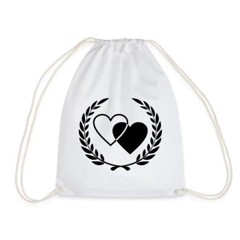 Two hearts with wreath - Drawstring Bag - white - Front