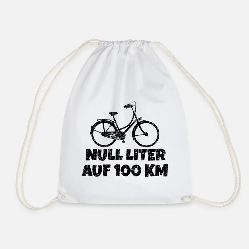 Null Liter auf 100 Km Fahrrad Design - Turnbeutel - Weiß