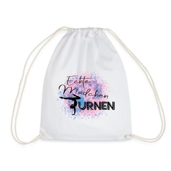 Echte Mädchen Turnen - Turnbeutel - Weiß - Vorne