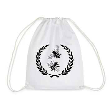 Bees in laurel wreath - Drawstring Bag - white - Front