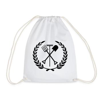 Garden tools rake, shovel, pitchfork - Drawstring Bag - white - Front