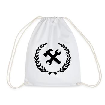 Tool logo for construction worker - Drawstring Bag - white - Front