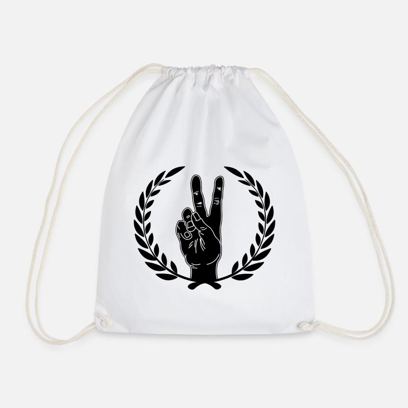 Paix de la main noire dans une couronne de laurier - Sac de sport léger - blanc