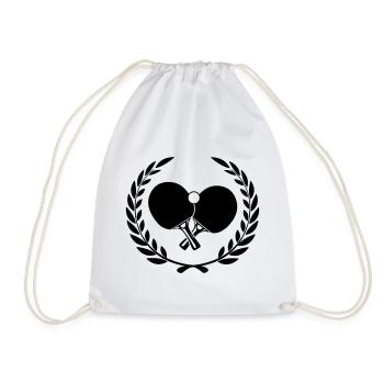 Table tennis logo in laurel wreath - Drawstring Bag - white - Front