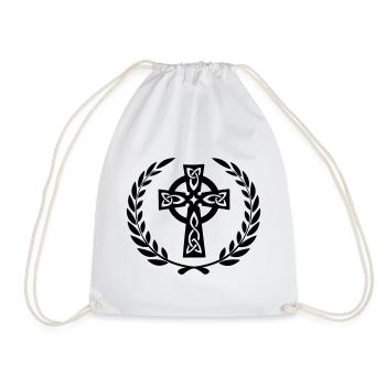 Croix celtique dans la couronne de laurier du milieu - Sac de sport léger - blanc - Devant