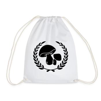 Mushrooms in laurel wreath - Drawstring Bag - white - Front
