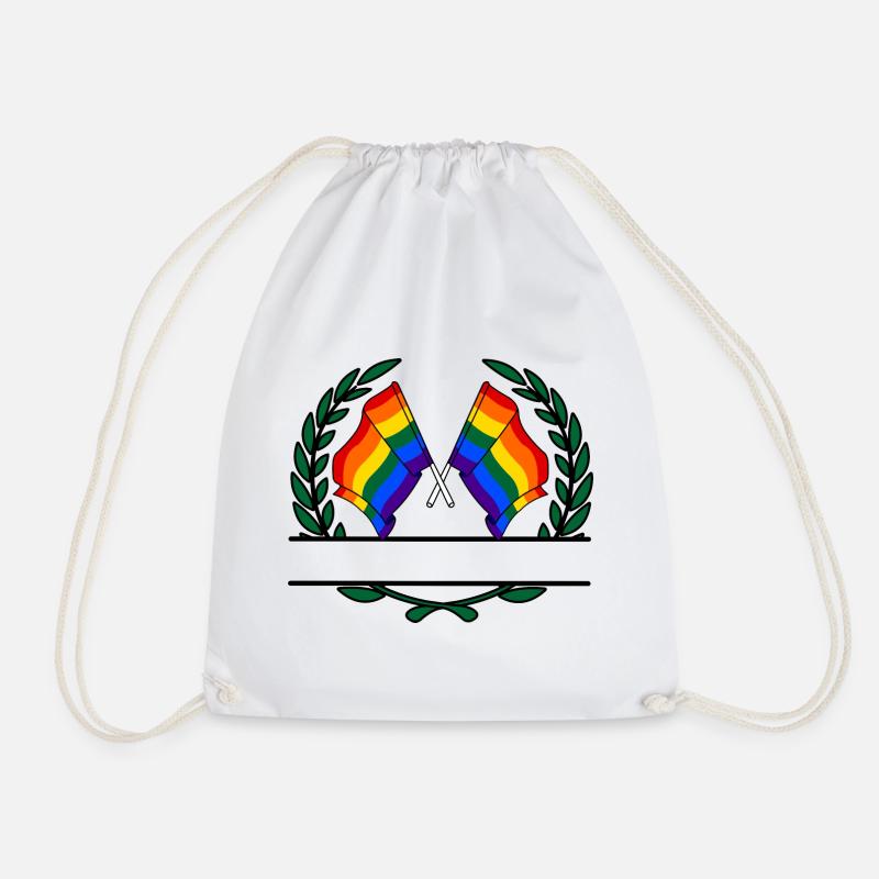 Fahnen Regenbogen Lorbeerkranz Banner - Turnbeutel - Weiß