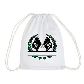 laggen pirate laurel wreath banner - Drawstring Bag - white - Front