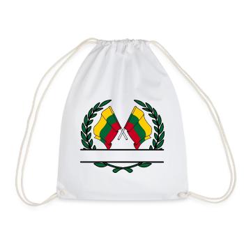 Flags Lithuania laurel wreath banner - Drawstring Bag - white - Front