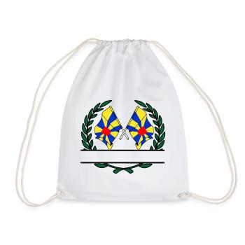 Flags of West Flanders in laurel wreath banner - Drawstring Bag - white - Front