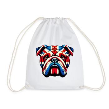 English Bulldog Dog - Drawstring Bag - white - Front
