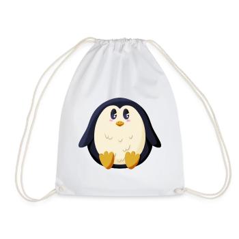 Chubby Penguin - Drawstring Bag - white - Front