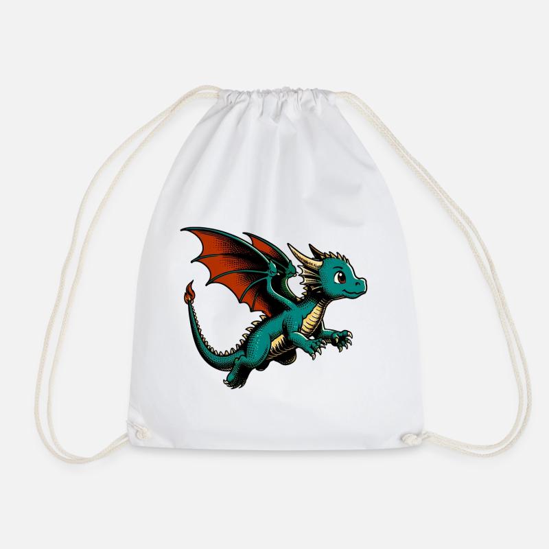 Drache - Turnbeutel - Weiß