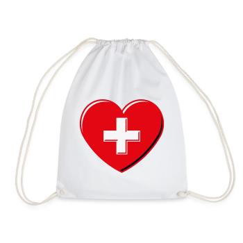 Herz Mit Schweizerkreuz (Schweiz / 3D / 3C) - Turnbeutel - Weiß - Vorne