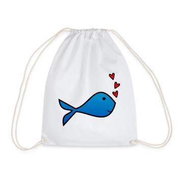 FISH. SARDINE. APRIL FOOL. SEA. OCEAN - Drawstring Bag - white - Front