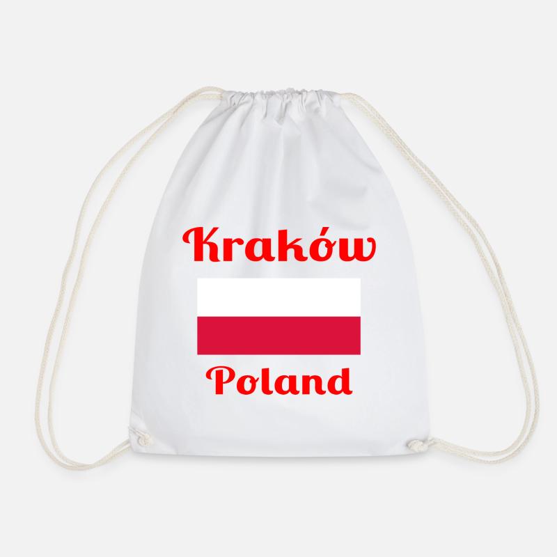 Kraków, Poland - Stylish prints - Drawstring Bag - white