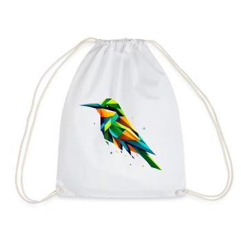 Colorful Geometric Bee-eater Bird - Drawstring Bag - white - Front