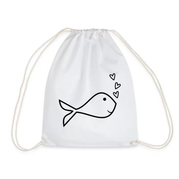 APRIL FOOL. FISH. SARDINE. ANNIVERSARY - Drawstring Bag - white - Front