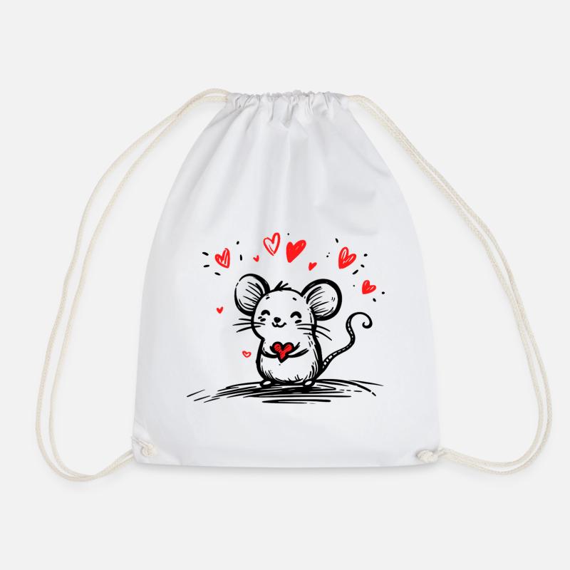 Souris amoureuse de cœurs flottants - Sac de sport léger - blanc