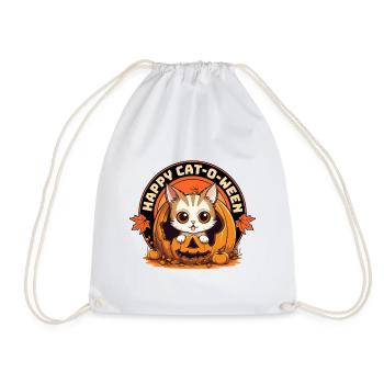 Costume de citrouille pour chat d'Halloween, mignon et drôle - Sac de sport léger - blanc - Devant
