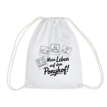 Mein Leben auf dem Ponyhof – Lustiges Pferde Shirt - Turnbeutel - Weiß - Vorne