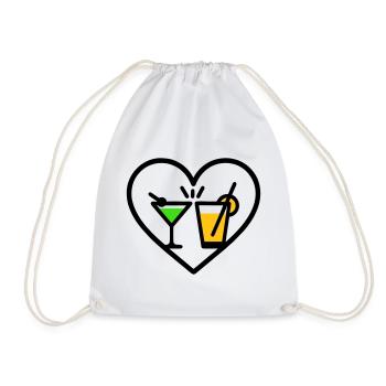 Cocktails Heart Summer Party Beach Gift - Drawstring Bag - white - Front