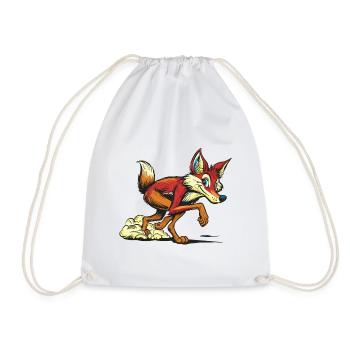 Red Fox Cartoon Sprint - Drawstring Bag - white - Front